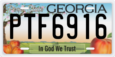 GA license plate PTF6916