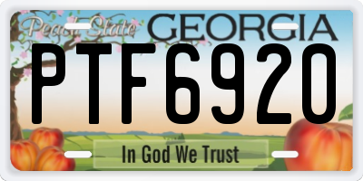 GA license plate PTF6920