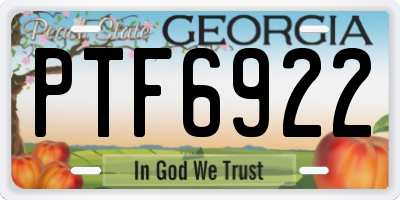 GA license plate PTF6922