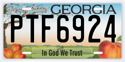 GA license plate PTF6924