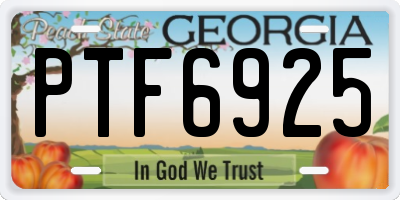 GA license plate PTF6925