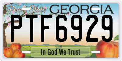 GA license plate PTF6929