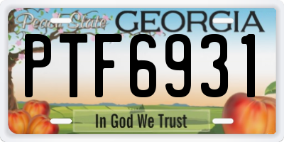 GA license plate PTF6931