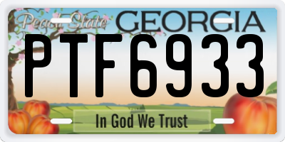 GA license plate PTF6933