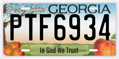 GA license plate PTF6934