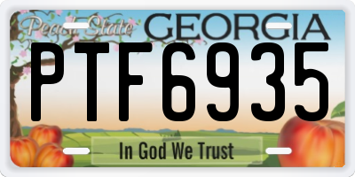 GA license plate PTF6935