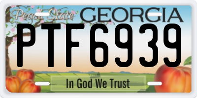 GA license plate PTF6939