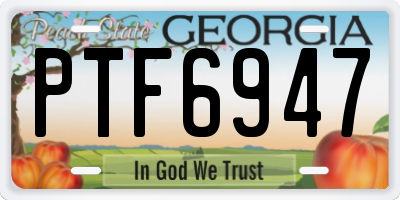 GA license plate PTF6947