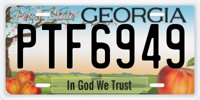 GA license plate PTF6949