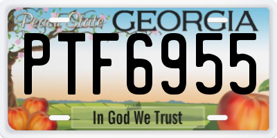 GA license plate PTF6955