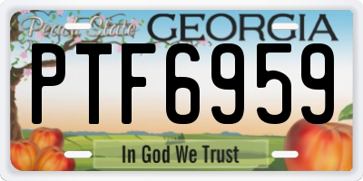 GA license plate PTF6959