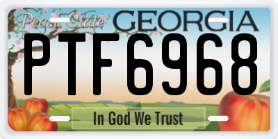 GA license plate PTF6968