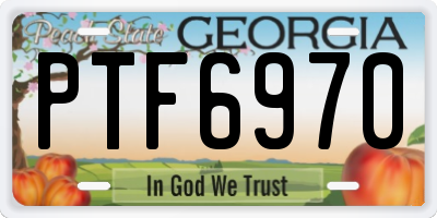 GA license plate PTF6970