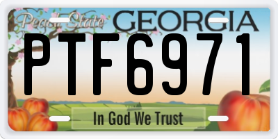 GA license plate PTF6971