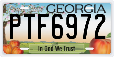GA license plate PTF6972