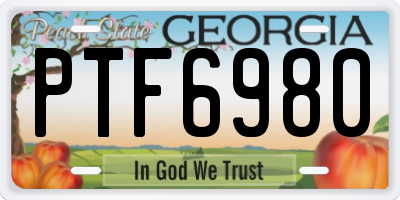 GA license plate PTF6980