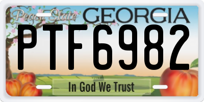 GA license plate PTF6982