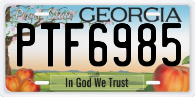 GA license plate PTF6985