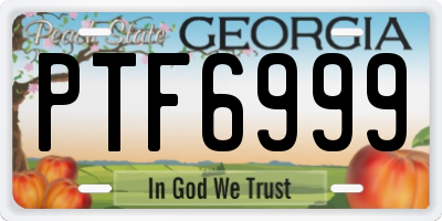 GA license plate PTF6999