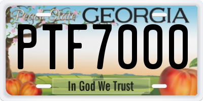 GA license plate PTF7000