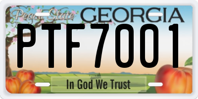 GA license plate PTF7001