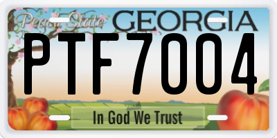 GA license plate PTF7004
