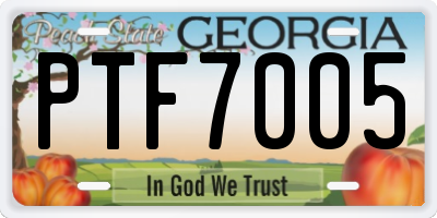 GA license plate PTF7005