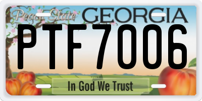 GA license plate PTF7006