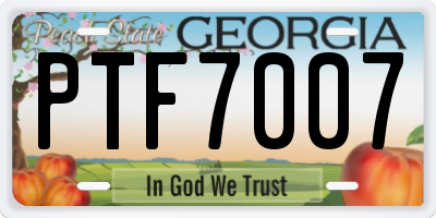 GA license plate PTF7007