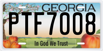 GA license plate PTF7008