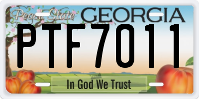 GA license plate PTF7011