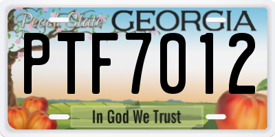 GA license plate PTF7012