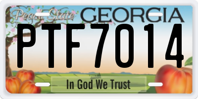 GA license plate PTF7014
