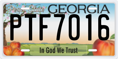 GA license plate PTF7016