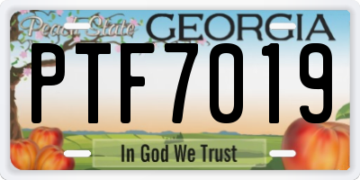 GA license plate PTF7019