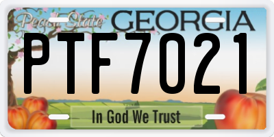GA license plate PTF7021