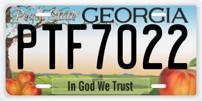GA license plate PTF7022