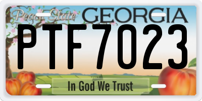 GA license plate PTF7023