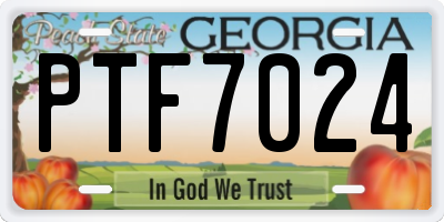 GA license plate PTF7024