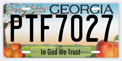 GA license plate PTF7027