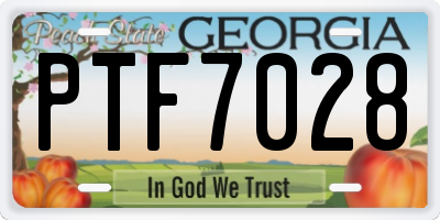 GA license plate PTF7028