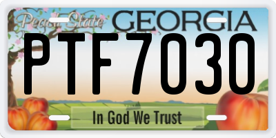 GA license plate PTF7030