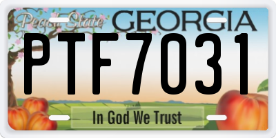 GA license plate PTF7031