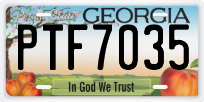 GA license plate PTF7035