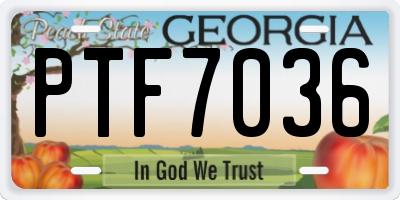 GA license plate PTF7036