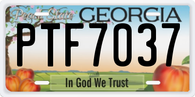 GA license plate PTF7037