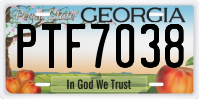 GA license plate PTF7038