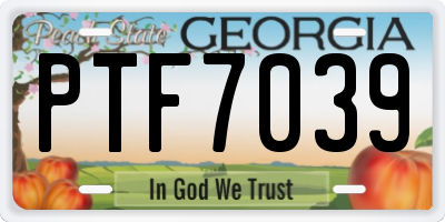 GA license plate PTF7039