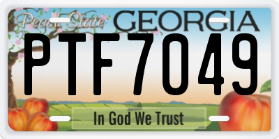GA license plate PTF7049