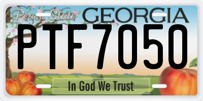 GA license plate PTF7050
